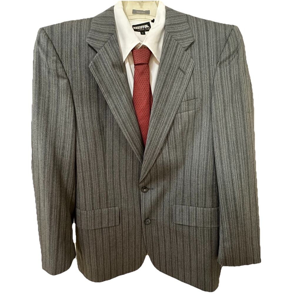 VTG Christian Dior Monsieur 40R Pinstripe Blazer 100% Virgin Wool Silk C D Tie